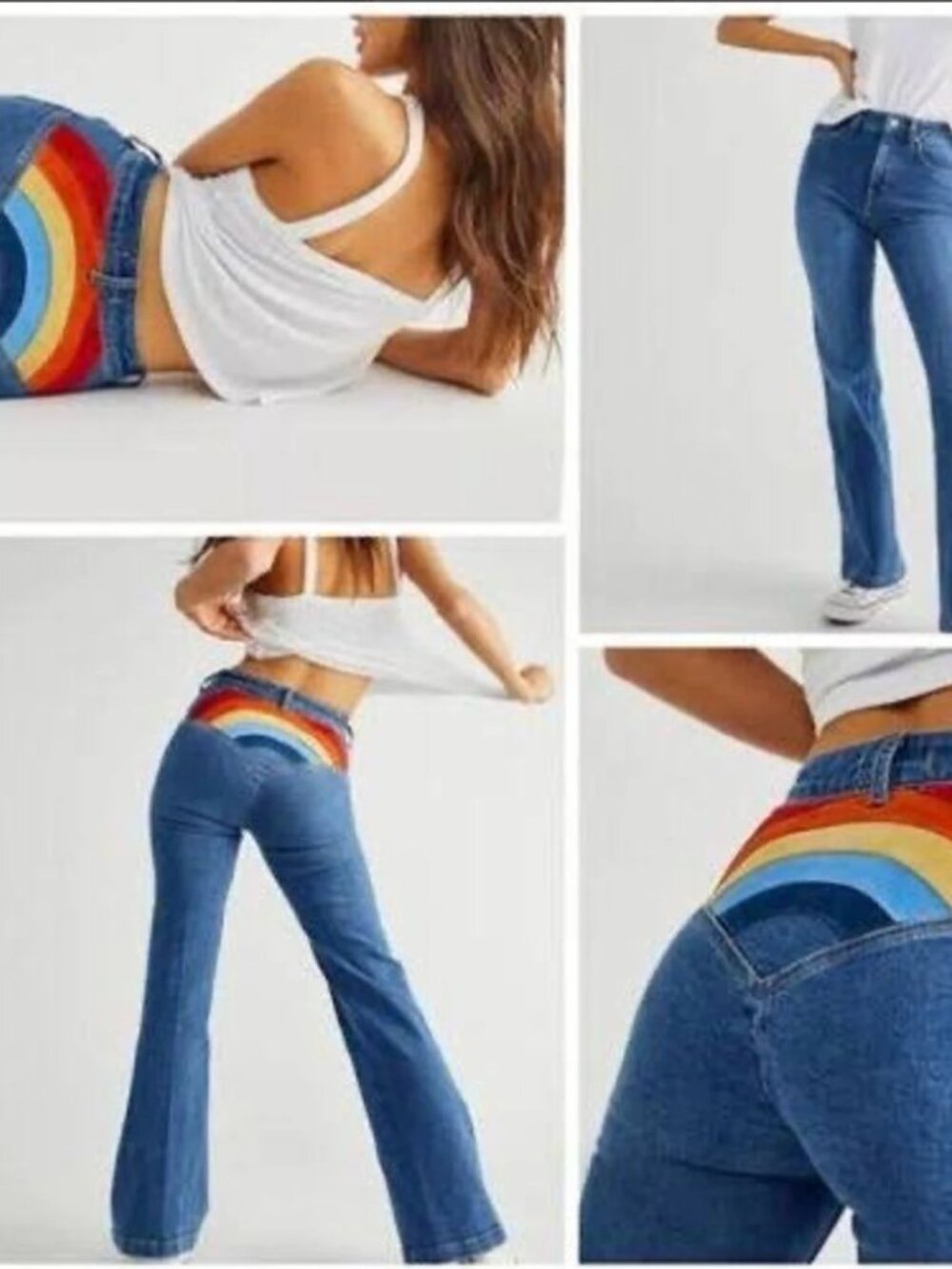 Free People We The Free Somewhere Over the Rainbow Jeans – Size 27 🌈 NWOT